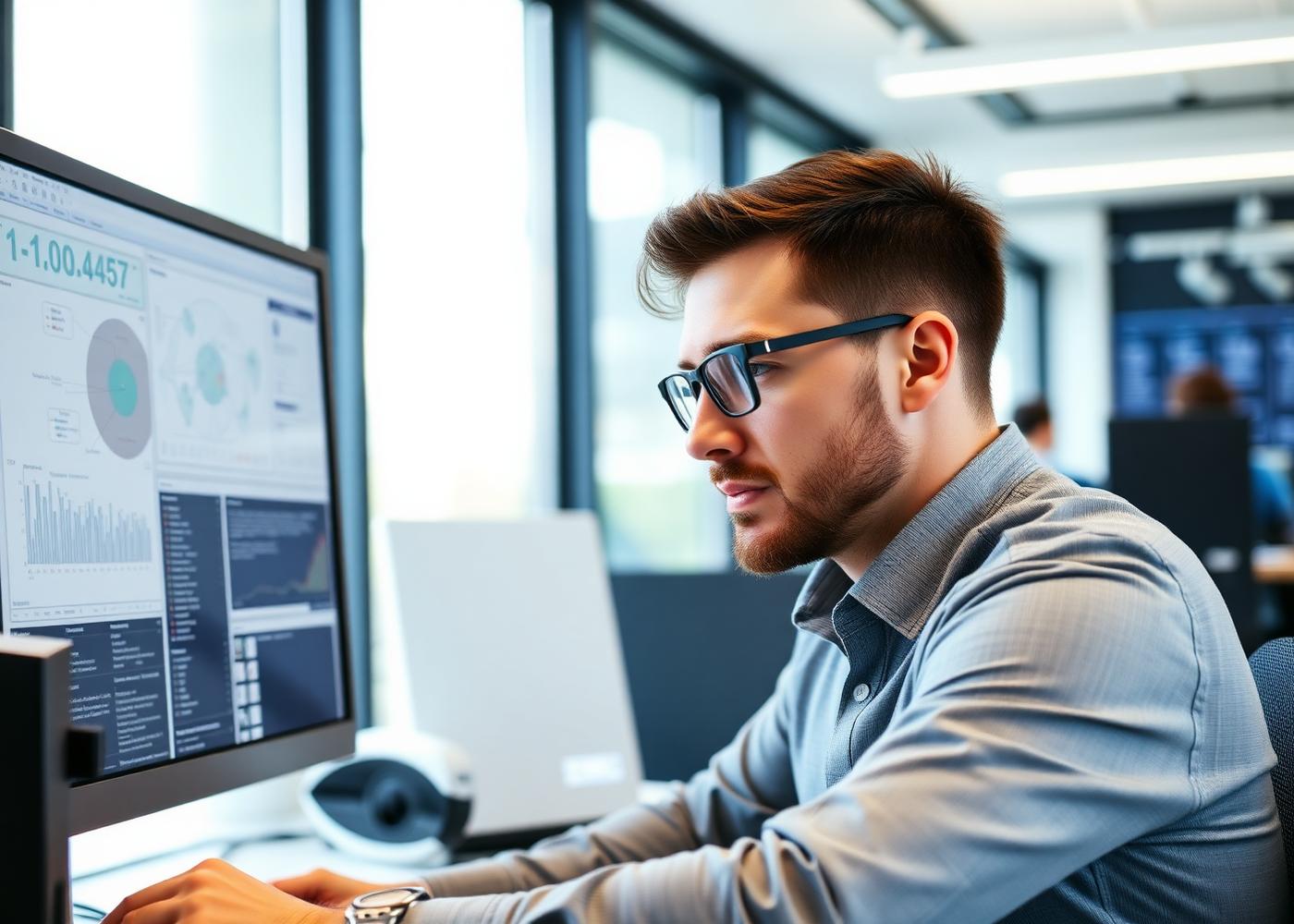 Focused IT engineer at work